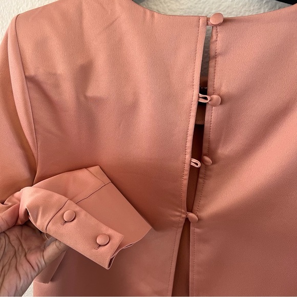 TOPSHOP Pink Satin Button Back Blouse Shirt Shiny - Picture 2 of 4